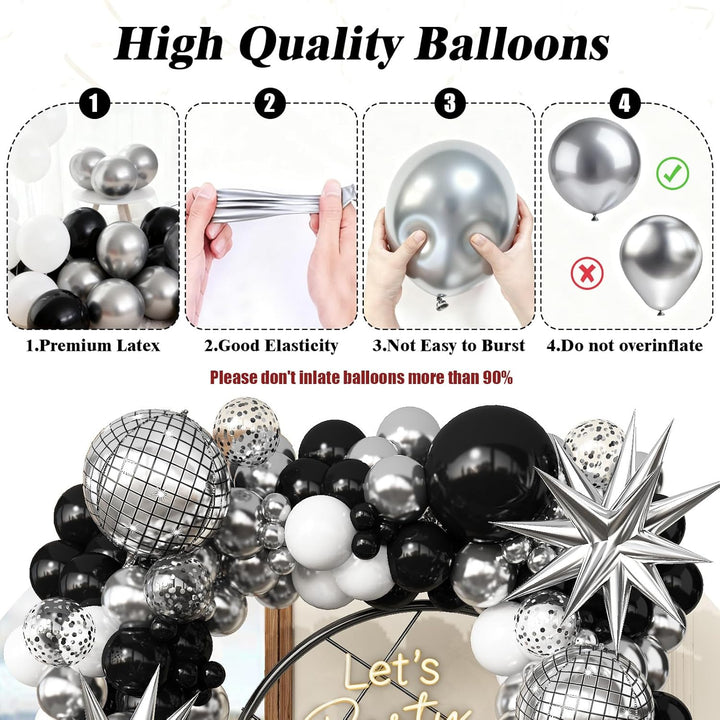 Black Silver Balloon Garland Arch Kit with Disco Balloons White Balloons for Birthday Disco Party Bachelorette Graduation Retirment Anniversary Party Decorations - Just Closeouts Canada Inc.B0FRSNHJXN