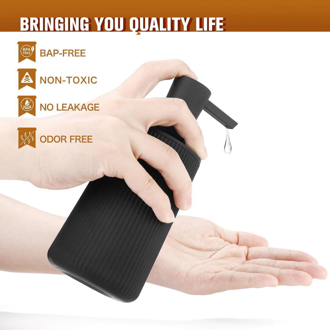 Black Soap Dispenser, Modern Stylish Small Hand Dish Soap Dispenser for Kitchen and Bathroom Countertop Decorative (Matte Black, 1) - Just Closeouts Canada Inc.