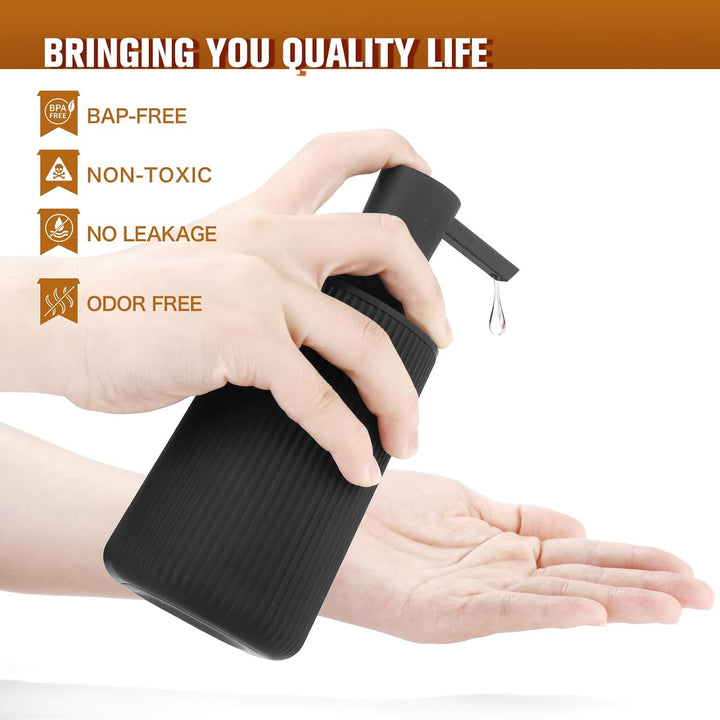 Black Soap Dispenser, Modern Stylish Small Hand Dish Soap Dispenser for Kitchen and Bathroom Countertop Decorative (Matte Black, 1) - Just Closeouts Canada Inc.