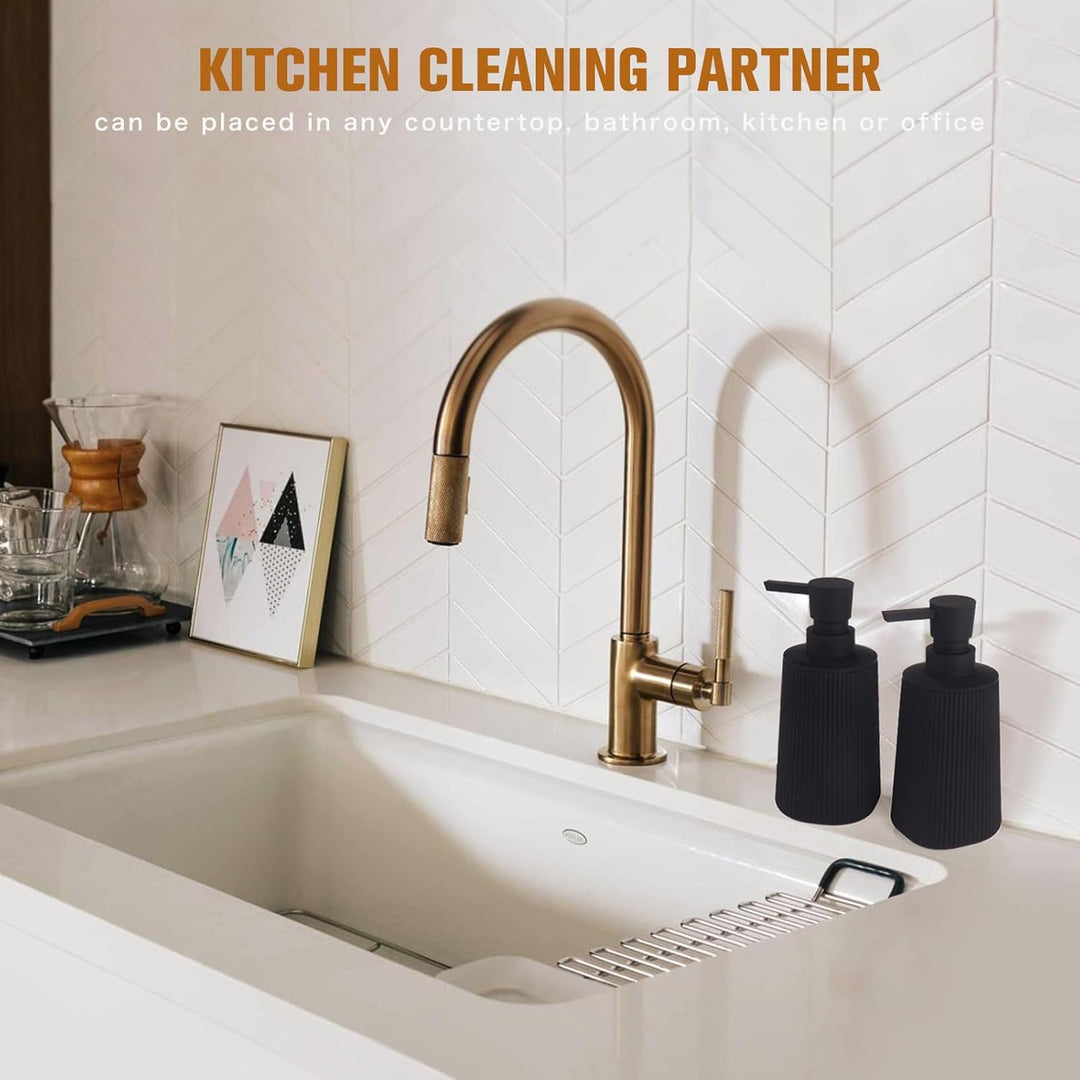Black Soap Dispenser, Modern Stylish Small Hand Dish Soap Dispenser for Kitchen and Bathroom Countertop Decorative (Matte Black, 1) - Just Closeouts Canada Inc.