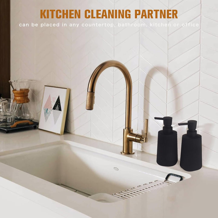 Black Soap Dispenser, Modern Stylish Small Hand Dish Soap Dispenser for Kitchen and Bathroom Countertop Decorative (Matte Black, 1) - Just Closeouts Canada Inc.