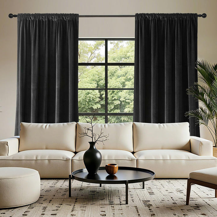 Black Velvet Rod Pocket Curtains, 2 Panels, 72 in - Just Closeouts Canada Inc.X0038O1HF3