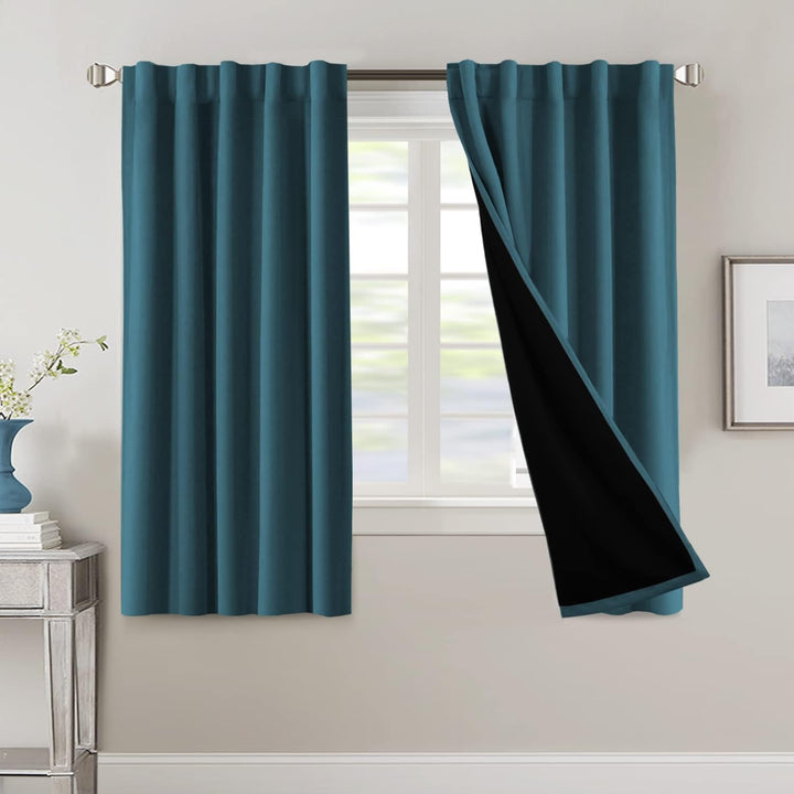 Blackout Back-Tab Curtains, Dark Teal, 42 x 63 in, 2 Panels - Just Closeouts Canada Inc.