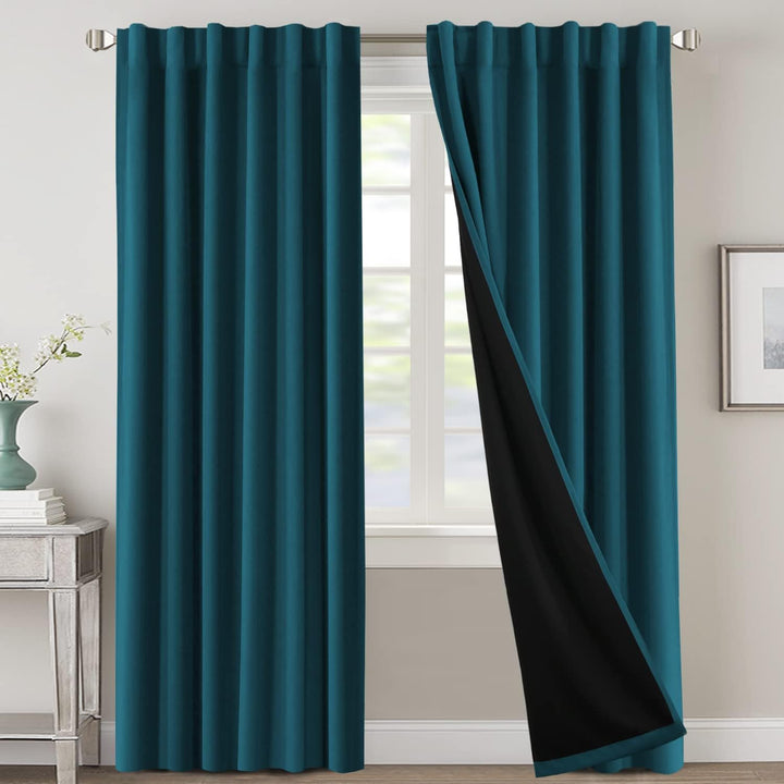 Blackout Back-Tab Curtains – Dark Teal, 52 × 96 in, 2 Panels - Just Closeouts Canada Inc.