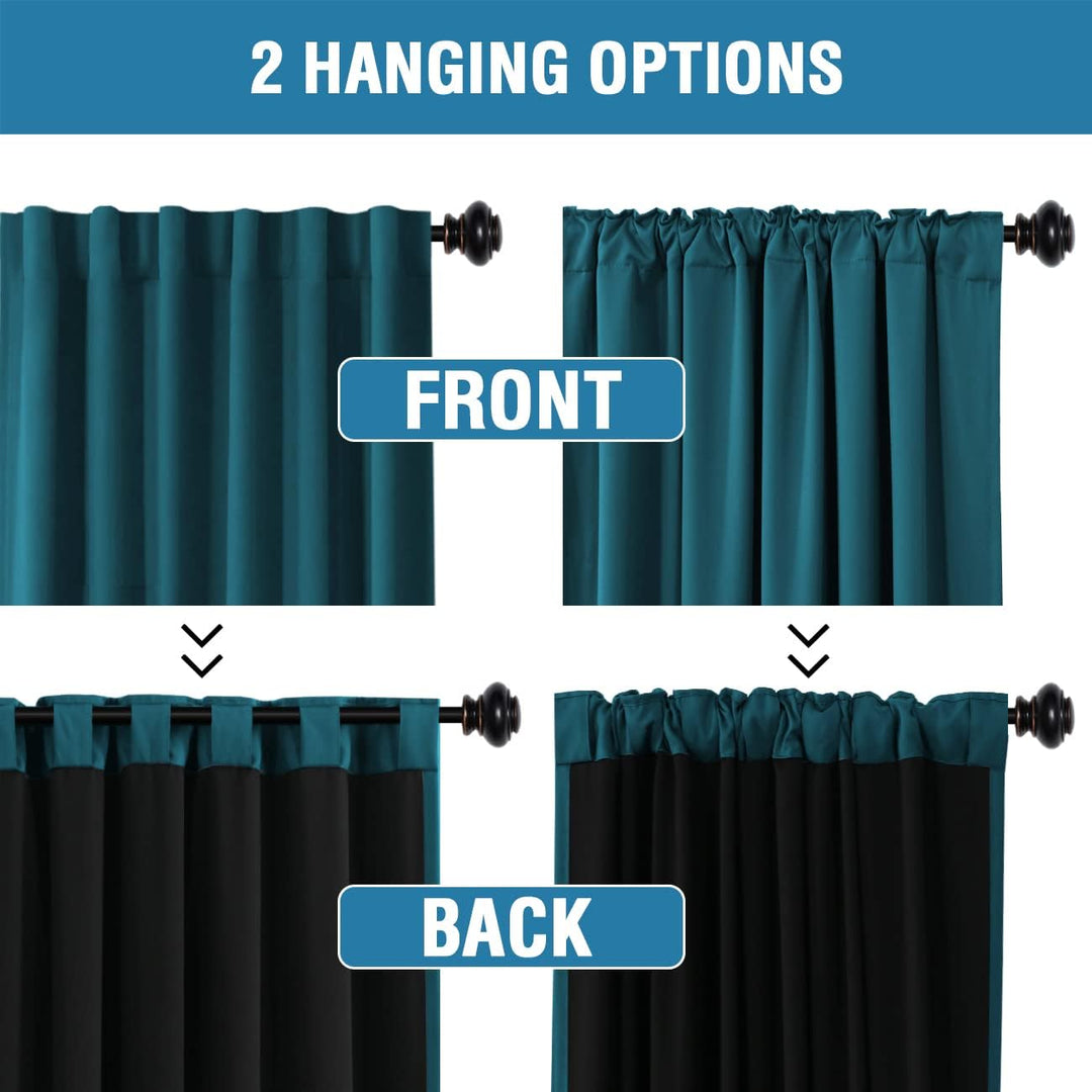 Blackout Back-Tab Curtains – Dark Teal, 52 × 96 in, 2 Panels - Just Closeouts Canada Inc.