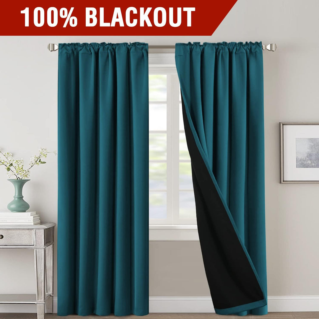 Blackout Back-Tab Curtains – Dark Teal, 52 × 96 in, 2 Panels - Just Closeouts Canada Inc.