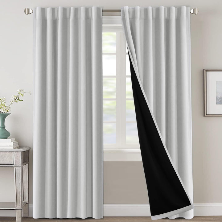 Blackout Back-Tab Curtains, Greyish White, 52 x 96 in, 2 Panels - Just Closeouts Canada Inc.