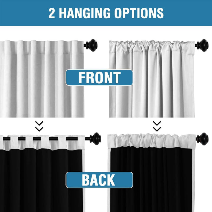 Blackout Back-Tab Curtains, Greyish White, 52 x 96 in, 2 Panels - Just Closeouts Canada Inc.