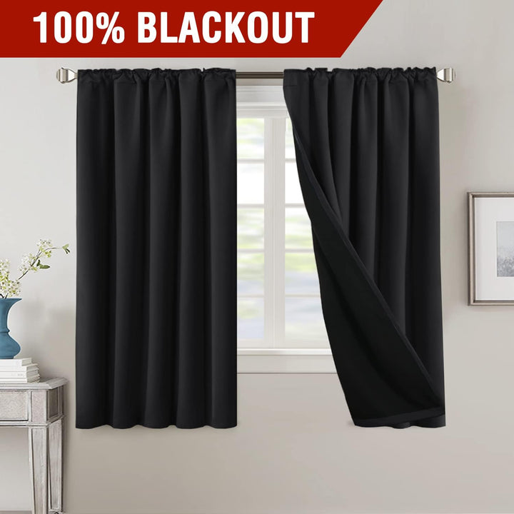 Blackout Back-Tab Curtains, Jet Black, 52 x 63 in, 2 Panels - Just Closeouts Canada Inc.