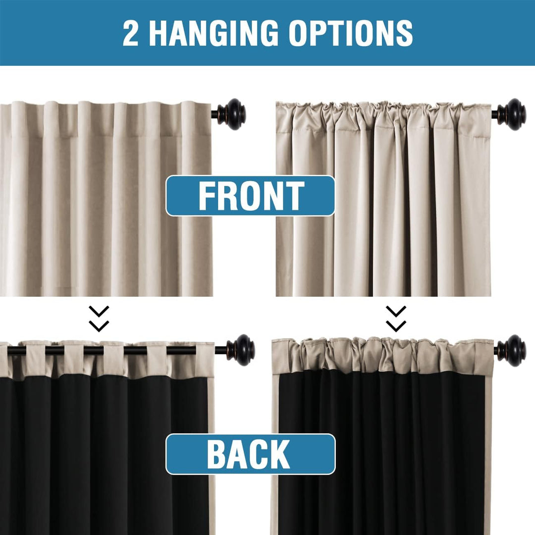 Blackout Back-Tab Curtains, Natural Sand, 52 x 96 in, 2 Panels - Just Closeouts Canada Inc.