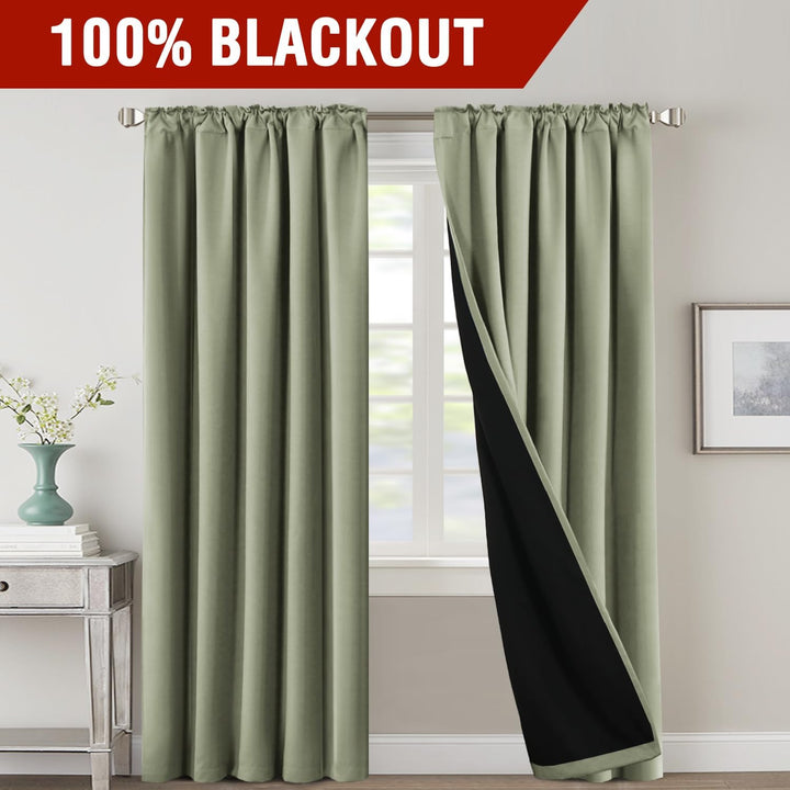 Blackout Back-Tab Curtains, Sage, 52 x 96 in, 2 Panels - Just Closeouts Canada Inc.