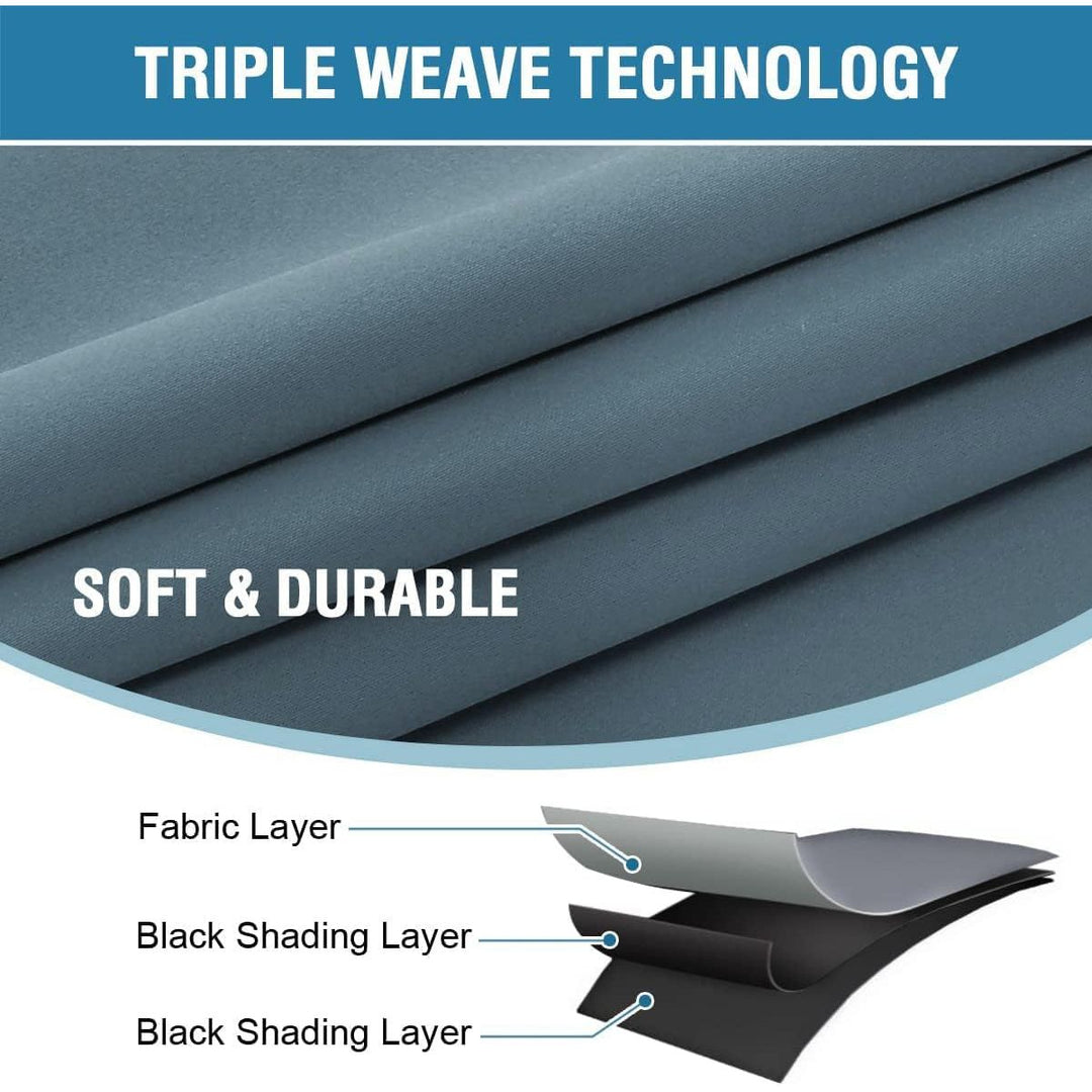 Blackout Back-Tab Curtains – Stone Blue, 52 × 45 in, 2 Panels - Just Closeouts Canada Inc.