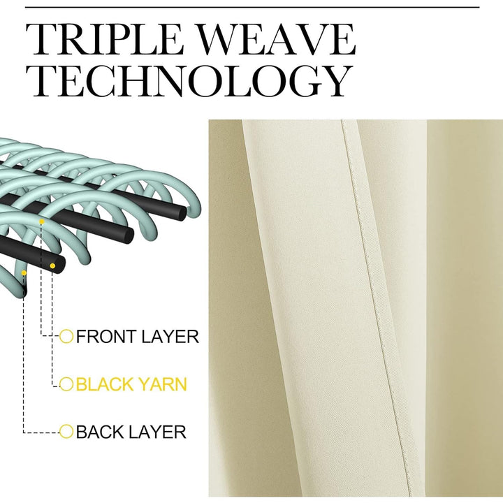 Blackout Curtains 2 Panels for Bedroom - Thermal Insulated Grommet Blackout Curtains 63 Inches Long for Living Room/Kitchen Rideaux occultants (2 Panels, W42 x L63 - Inch,Beige) - Just Closeouts Canada Inc.