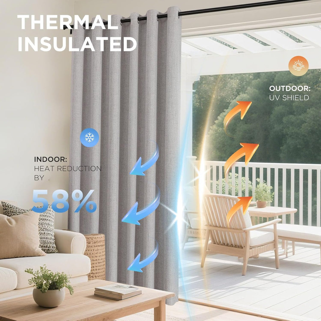 Blackout Curtains 96 Inches Long Blackout Curtains 2 Panels, Thermal Insulation Noise Reducing Room Darkening Opaque Curtains for Bedroom Living Room Window, Privacy Protection 2 Panels Set - Just Closeouts Canada Inc.X002V2SMFV