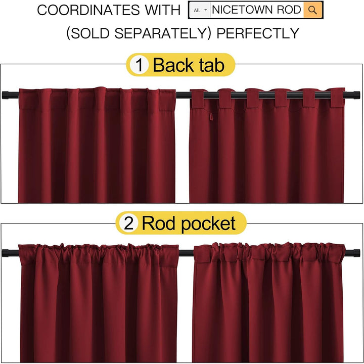 Blackout Curtains, Burgundy Red, 52 x 84 in, 2 Panels - Just Closeouts Canada Inc.
