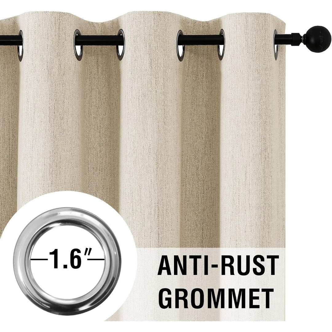 Blackout Curtains, Chenille Linen Curtains 84 inches Long 100% Blackout Curtains for Bedroom, Textured Linen Look Draperies Grommet with White Liner, 2 Panels, Heather Bleached Sand - Just Closeouts Canada Inc.