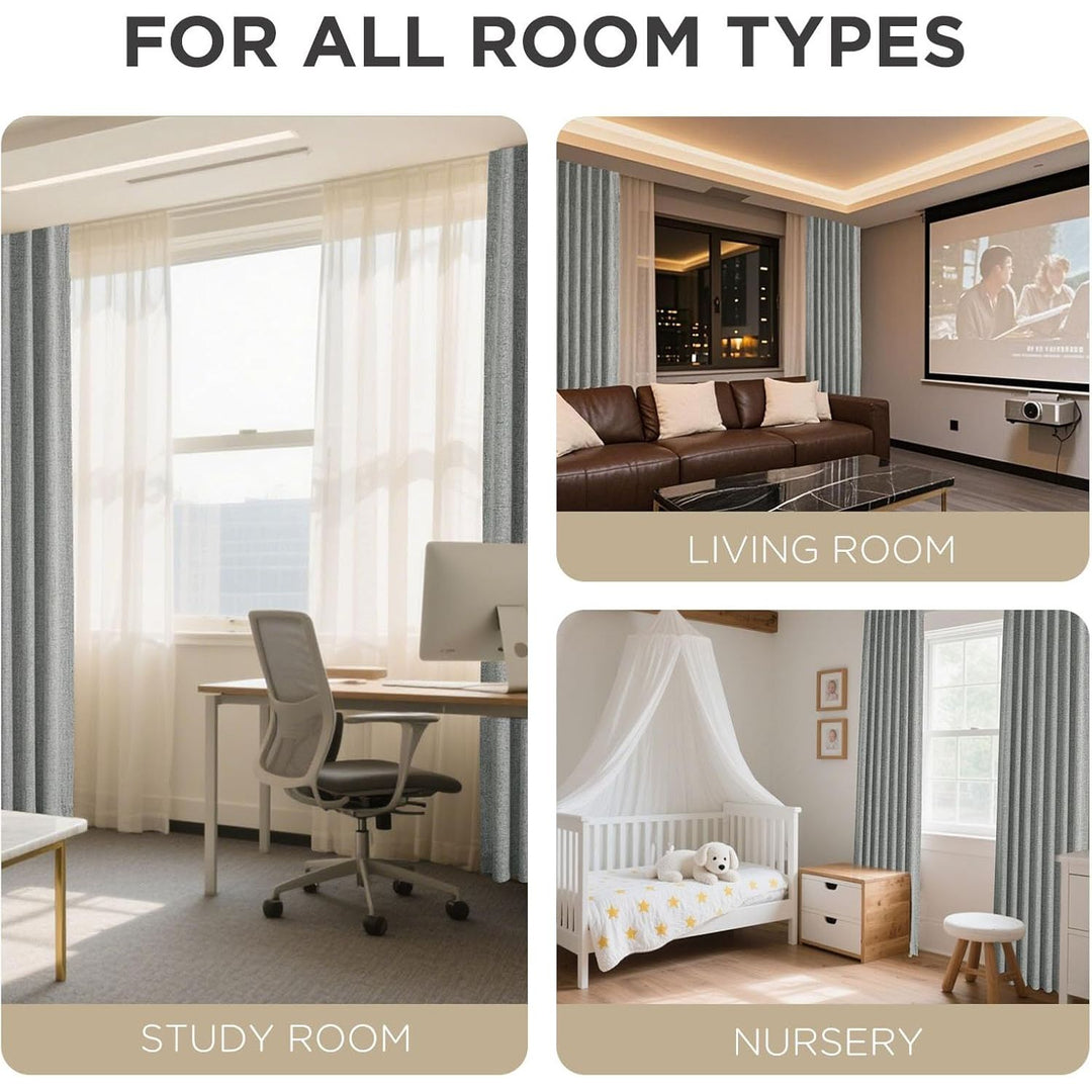 Blackout Curtains for Bedroom - 100% Light Blocking 2 Panels Light Grey Drapes 37" W x 90" L, Thermal Insulated Room Darkening Curtains, Linen Textured for Living Room, Rod Pocket & Back Tabs - Just Closeouts Canada Inc.X003XIFWVT
