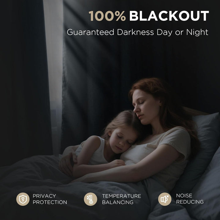 Blackout Curtains for Bedroom - 100% Light Blocking 2 Panels Light Grey Drapes 37" W x 90" L, Thermal Insulated Room Darkening Curtains, Linen Textured for Living Room, Rod Pocket & Back Tabs - Just Closeouts Canada Inc.X003XIFWVT