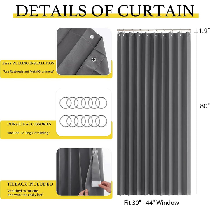 Blackout Doorway Curtain, Grey, 50 x 80 in, 1 Panel - Just Closeouts Canada Inc.
