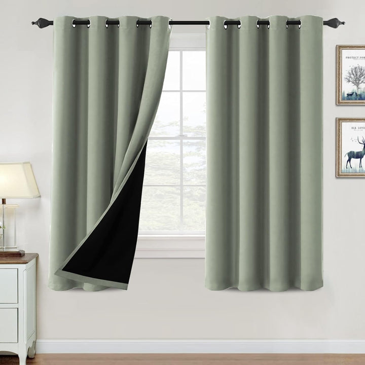 Blackout Grommet Curtains, Light Sage, 52 x 63 in, 2 Panels - Just Closeouts Canada Inc.