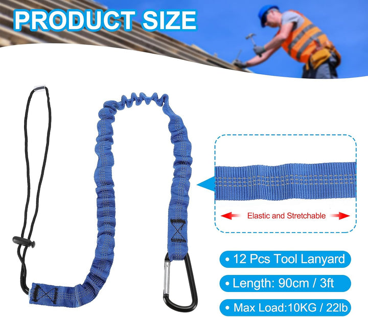 Blue 3-Foot Retractable Tool Lanyards, 12-Pack - Just Closeouts Canada Inc.