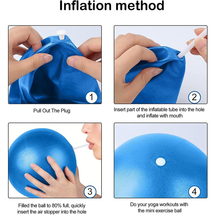 Blue 9-Inch Mini Pilates Exercise Ball with Inflation Straw - Just Closeouts Canada Inc.
