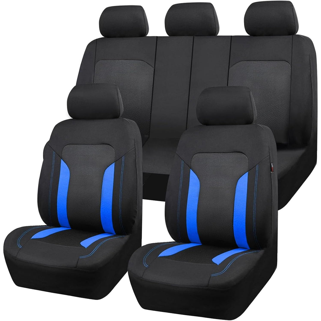 Blue & Black Breathable Mesh Car Seat Cover Set, Front & Rear - Just Closeouts Canada Inc.