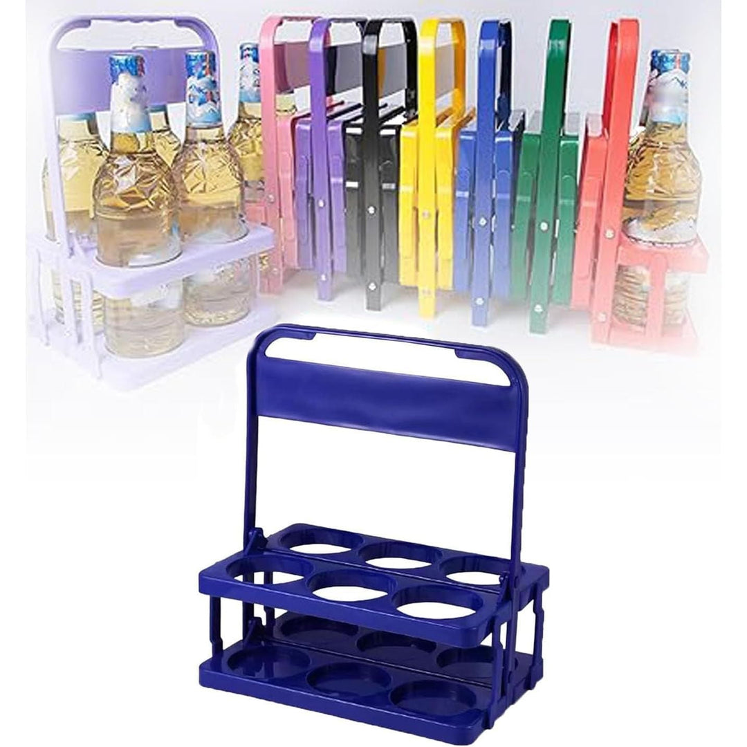 Blue Foldable 6-Drink Plastic Carrier with Handle - Just Closeouts Canada Inc.