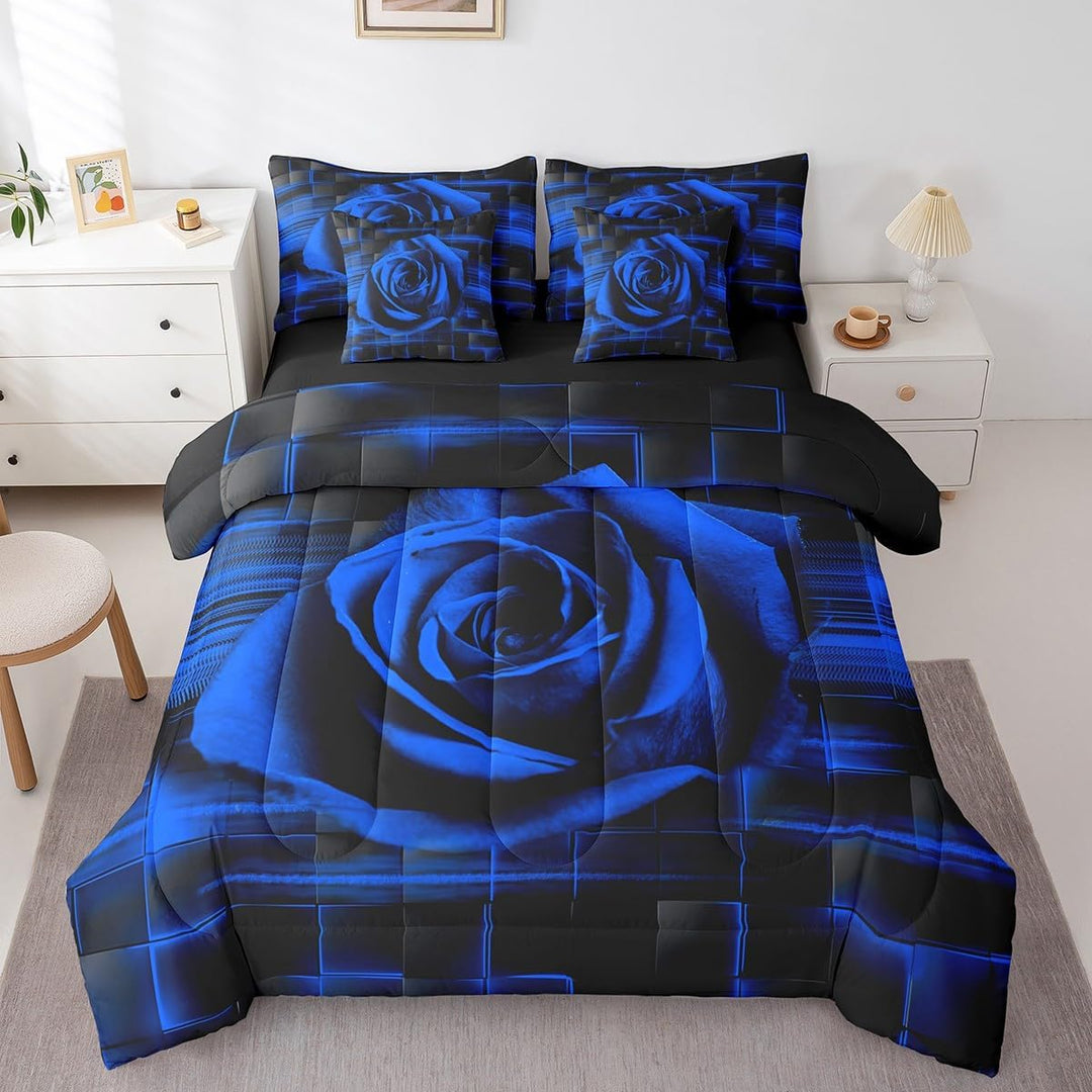 Blue Rose Comforter & Sheet Set, Full, 7-Piece - Just Closeouts Canada Inc.X004OJ9ITN