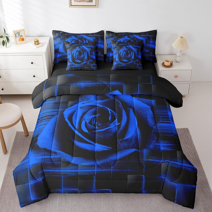 Blue Rose Comforter & Sheet Set, Full, 7-Piece - Just Closeouts Canada Inc.X004OJ9ITN