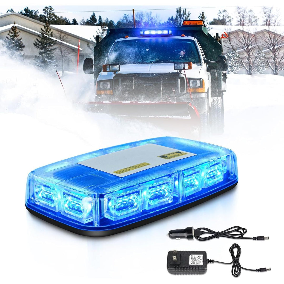 Blue Strobe Light Rechargeable Wireless Battery, 17 Flashing Mode, High Low Brightness, 48pcs Led, Beacon Roof Top Hazard Flash Warning Lights for Vehicles Trucks Snow Plows Postal Mail ATV UTV - Just Closeouts Canada Inc.