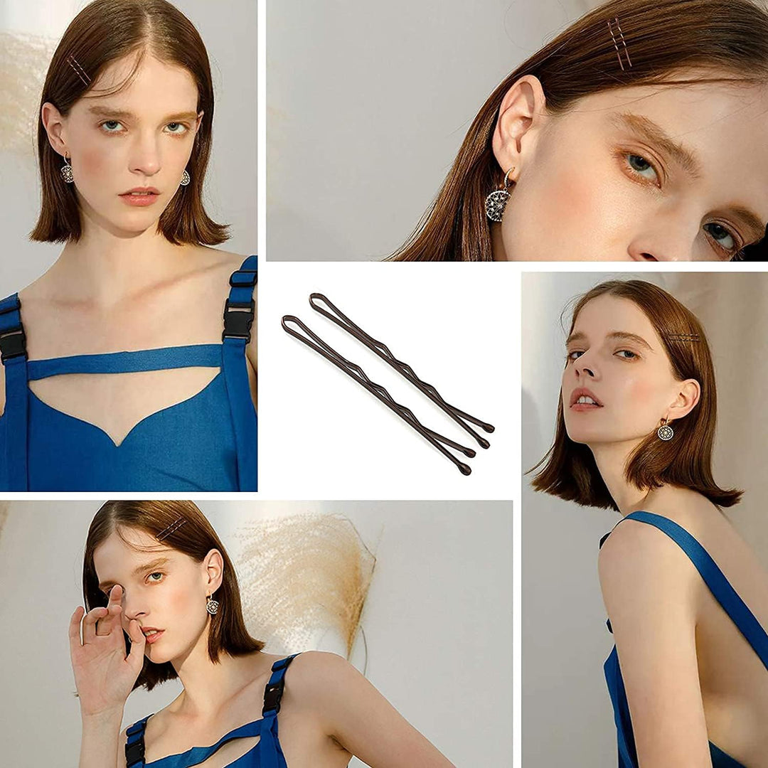 Bobby Pins, 200Count Brown Hair Pins Hairpins with Box for Women Lady Girls Kids Hair Pin Invisible Wave Hairgrip Barrette Hairclip Bulk Hair Accessories (Brown,2.2 Inch) - Just Closeouts Canada Inc.