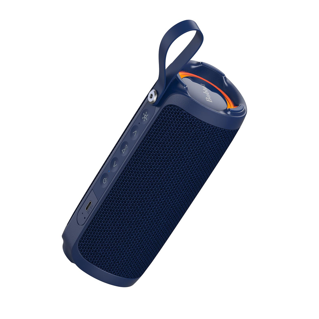 Bobtot Portable Bluetooth Speaker, IPX6 Waterproof Speaker with Punchy Bass, 15W Loud Sound, RGB, 20H Playtime, Dual Pairing for Party, Camping, Beach, Blue - Just Closeouts Canada Inc.