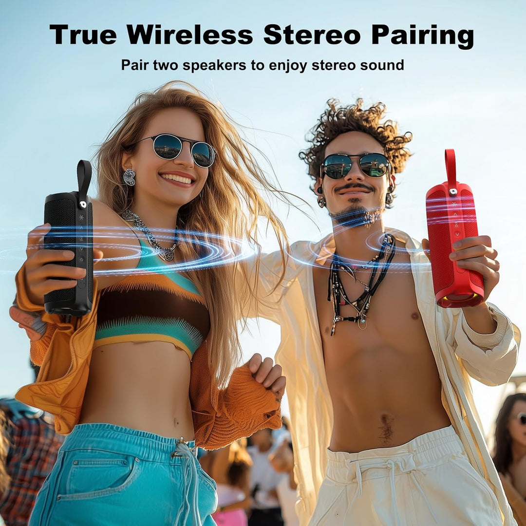 Bobtot Portable Bluetooth Speaker, IPX6 Waterproof Speaker with Punchy Bass, 15W Loud Sound, RGB, 20H Playtime, Dual Pairing for Party, Camping, Beach, Blue - Just Closeouts Canada Inc.