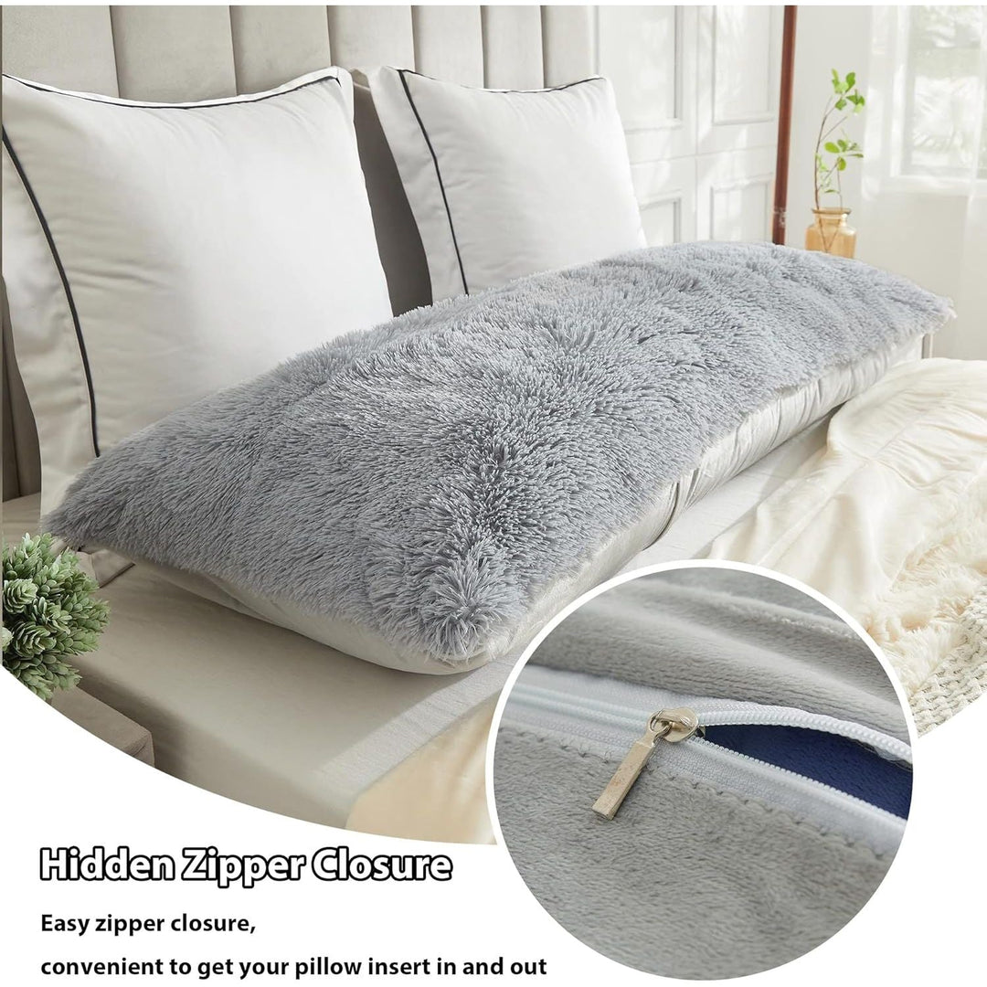 Body Pillow Cover with Zipper Closure, Luxury Shaggy Ultra Soft Plush Faux Fur Pillowcase 20"x54" for Bed Couch,Microfiber Long Pillowshams for Adults Pregnant Women/Mother/Wife(Gray) - Just Closeouts Canada Inc.
