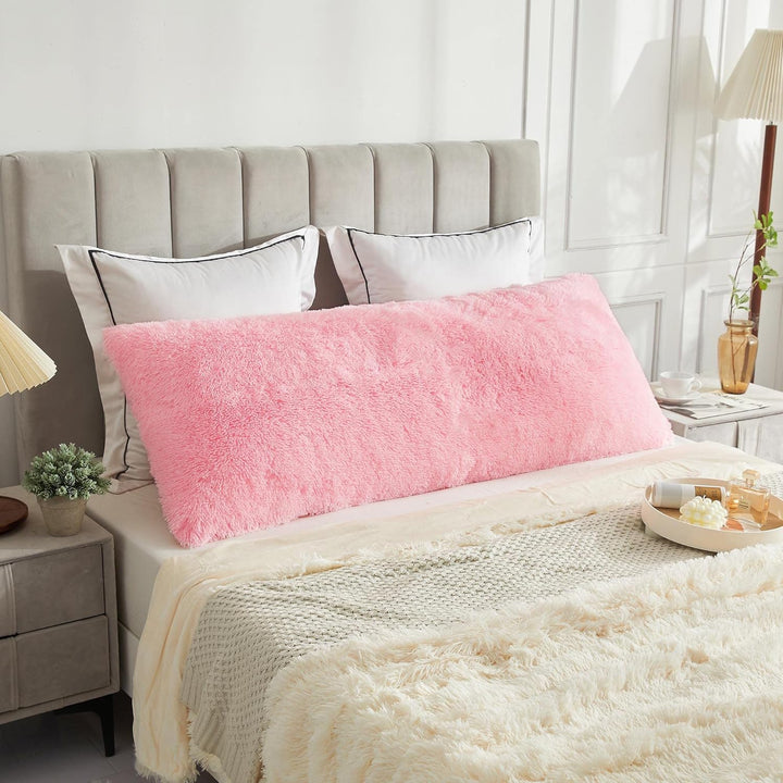 Body Pillow Cover with Zipper Closure, Luxury Shaggy Ultra Soft Plush Faux Fur Pillowcase 20"x54" for Bed Couch,Microfiber Long Pillowshams for Adults Pregnant Women/Mother/Wife(Pink) - Just Closeouts Canada Inc.