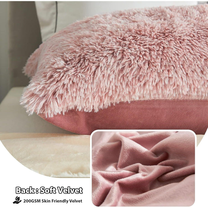 Body Pillow Cover with Zipper Closure, Luxury Shaggy Ultra Soft Plush Faux Fur Pillowcase 20"x54" for Bed Couch,Microfiber Long Pillowshams for Adults Pregnant Women/Mother/Wife(Ombre Pink) - Just Closeouts Canada Inc.
