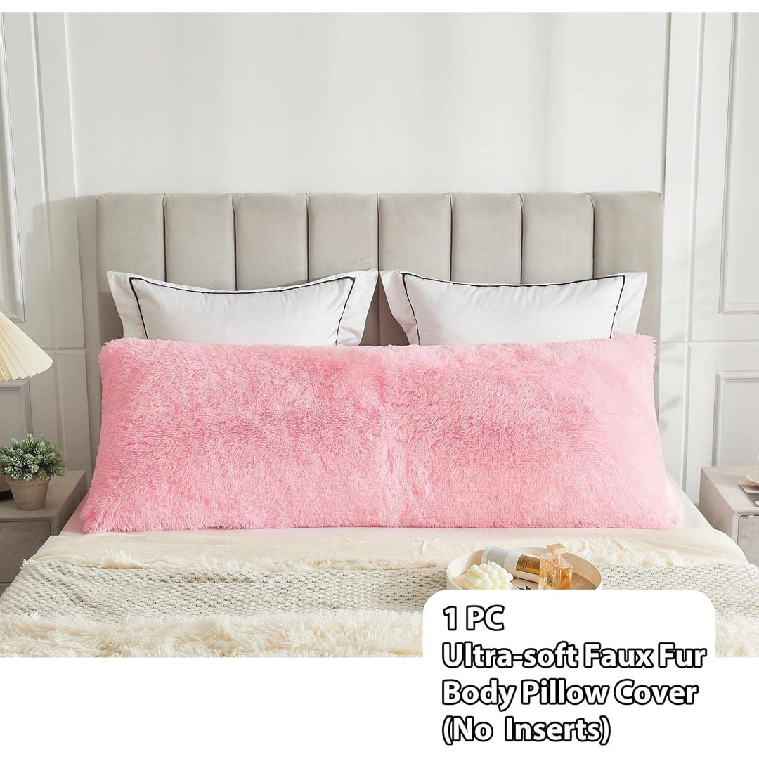 Body Pillow Cover with Zipper Closure, Luxury Shaggy Ultra Soft Plush Faux Fur Pillowcase 20"x54" for Bed Couch,Microfiber Long Pillowshams for Adults Pregnant Women/Mother/Wife(Pink) - Just Closeouts Canada Inc.