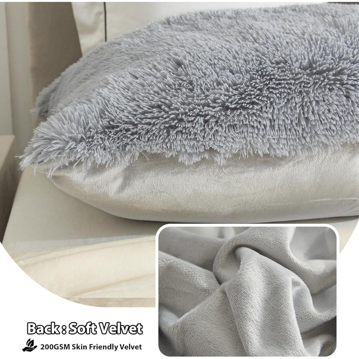 Body Pillow Cover with Zipper Closure, Luxury Shaggy Ultra Soft Plush Faux Fur Pillowcase 20"x54" for Bed Couch,Microfiber Long Pillowshams for Adults Pregnant Women/Mother/Wife(Gray) - Just Closeouts Canada Inc.