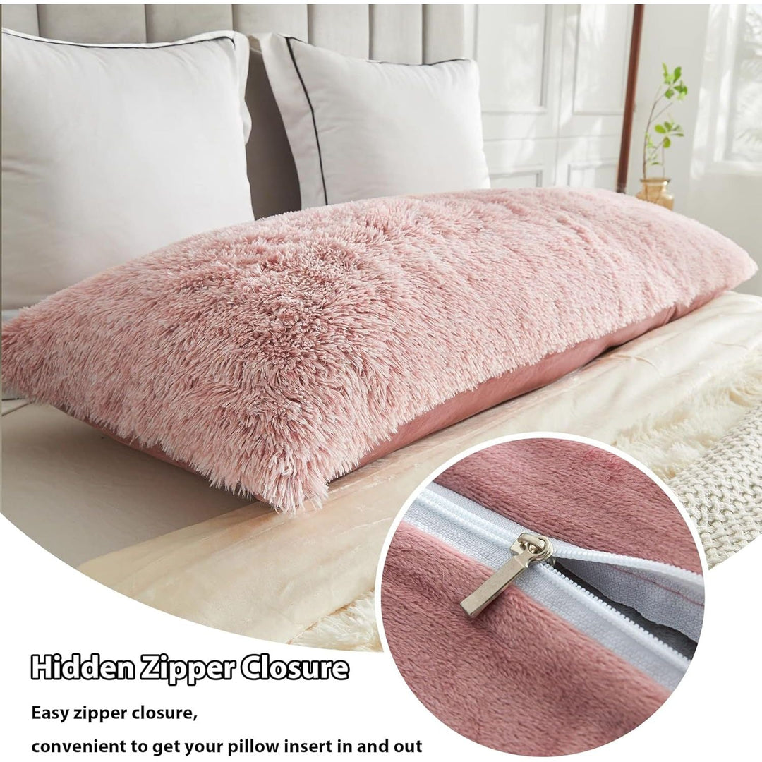 Body Pillow Cover with Zipper Closure, Luxury Shaggy Ultra Soft Plush Faux Fur Pillowcase 20"x54" for Bed Couch,Microfiber Long Pillowshams for Adults Pregnant Women/Mother/Wife(Ombre Pink) - Just Closeouts Canada Inc.