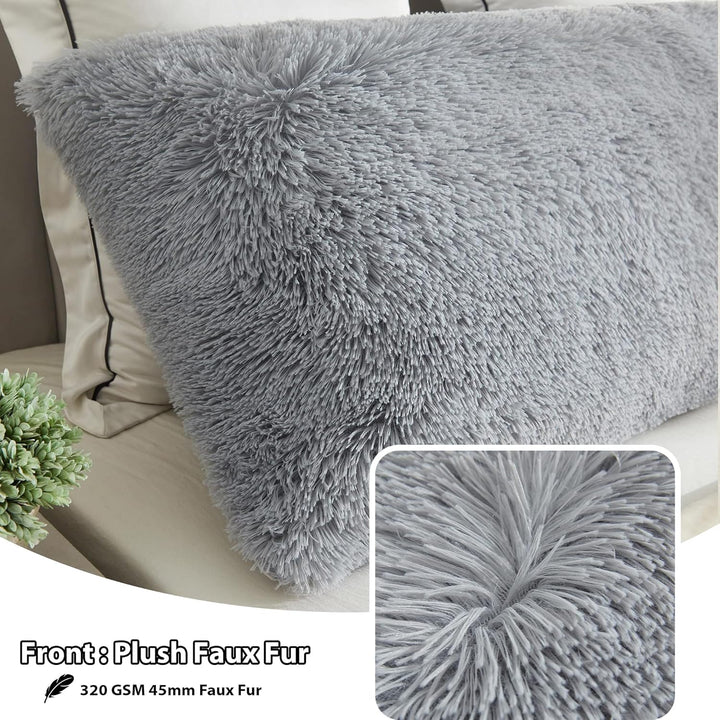 Body Pillow Cover with Zipper Closure, Luxury Shaggy Ultra Soft Plush Faux Fur Pillowcase 20"x54" for Bed Couch,Microfiber Long Pillowshams for Adults Pregnant Women/Mother/Wife(Gray) - Just Closeouts Canada Inc.