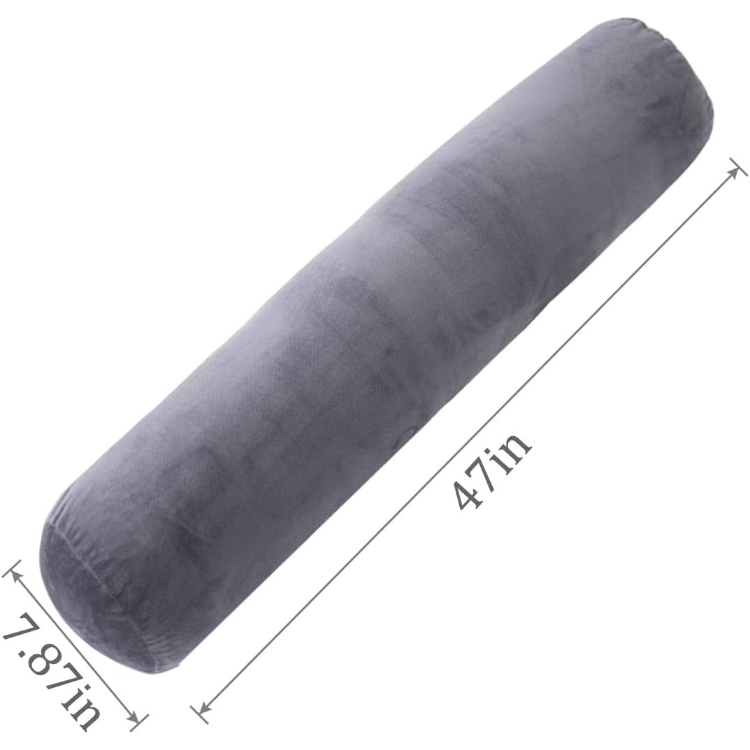 Body Pillow for Adults, Bolster Pillow with Removable Velvet Cover, Long Round Cervical Roll Pillow, 47 x 7.87, Grey - Just Closeouts Canada Inc.