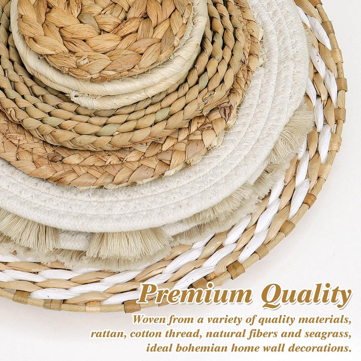 Boho Woven Wall Basket Décor, 10-Piece Natural and Cream Set - Just Closeouts Canada Inc.