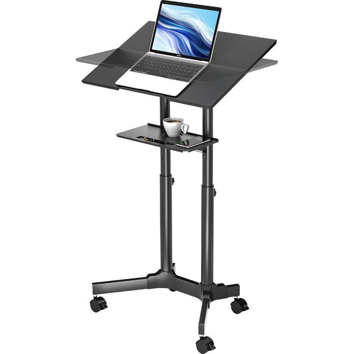 Bontec Tilting Lecterns & Podiums Portable Mobile Standing Laptop Desk with Locking Wheels, Black - Just Closeouts Canada Inc.