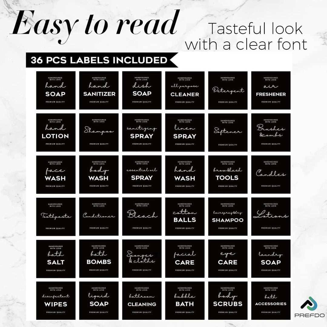 Bottle Organisation Labels – Modern Black, 36 Pieces - Just Closeouts Canada Inc.