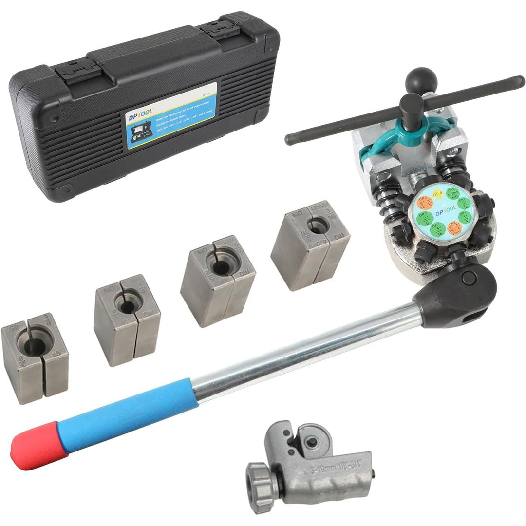 Brake Line Flaring Tool Kit, 45 Degree Single, Double and Bubble Flares, Brake Line and Tubing Flaring Tool for 3/16", 1/4", 5/16", 3/8" and 4.75mm Tubing, Brake Flare Tool for Steel Metal Tube - Just Closeouts Canada Inc.X0048DA1LJ