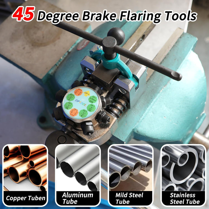 Brake Line Flaring Tool Kit, 45 Degree Single, Double and Bubble Flares, Brake Line and Tubing Flaring Tool for 3/16", 1/4", 5/16", 3/8" and 4.75mm Tubing, Brake Flare Tool for Steel Metal Tube - Just Closeouts Canada Inc.X0048DA1LJ