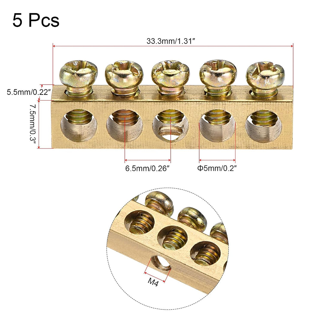 Brass 5-Position Terminal Ground Bars, 5-Pack - Just Closeouts Canada Inc.