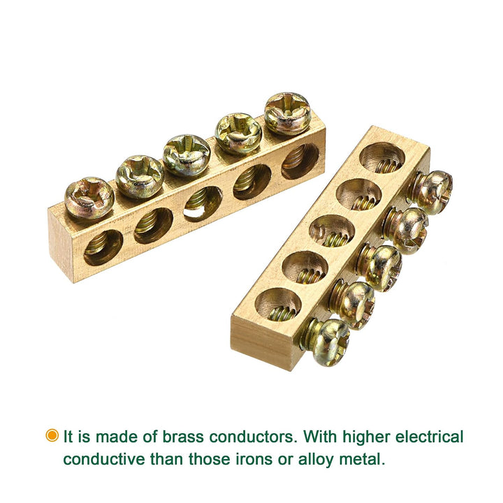 Brass 5-Position Terminal Ground Bars, 5-Pack - Just Closeouts Canada Inc.