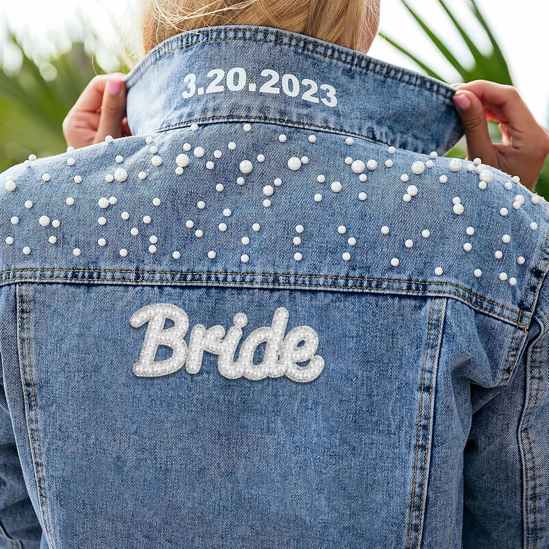 Bride Pearl Iron-On Script Appliqué, White - Just Closeouts Canada Inc.